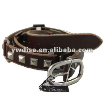 New Style Narrow Genuine Leather Belt Pyramid Leather Belt